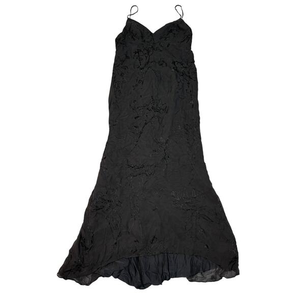 BCBG Maxazria Womens Size 12 Black Floral Silk Blend Long Dress - Picture 1 of 15